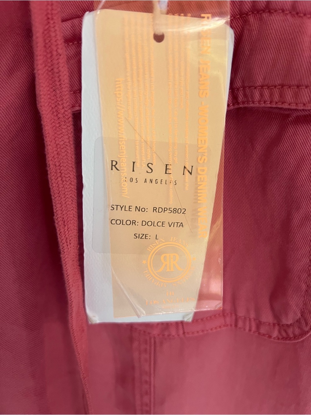 Risen Tencel Relaxed Cargo Pants Dolce Vita Pink Drawstring Size L NWT - Picture 4 of 11